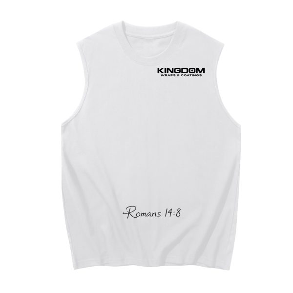 Kingdom Wraps & Coatings Men's Sleeveless Cotton White Tank Top (Romans 14:8)