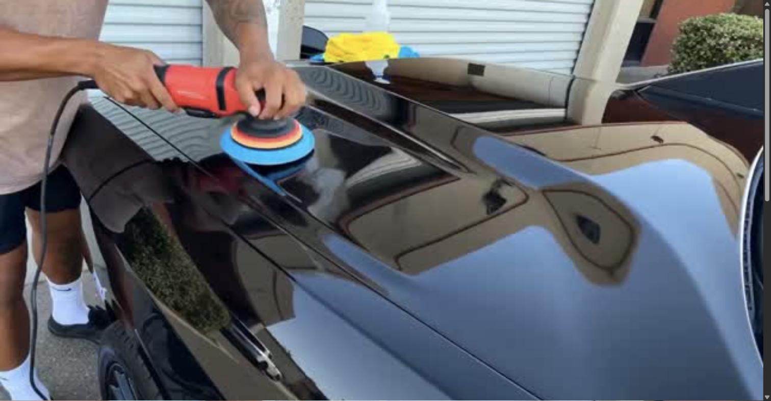 Machine polishing during a paint correction at Kingdom Wraps & Coatings in Bakersfield, CA